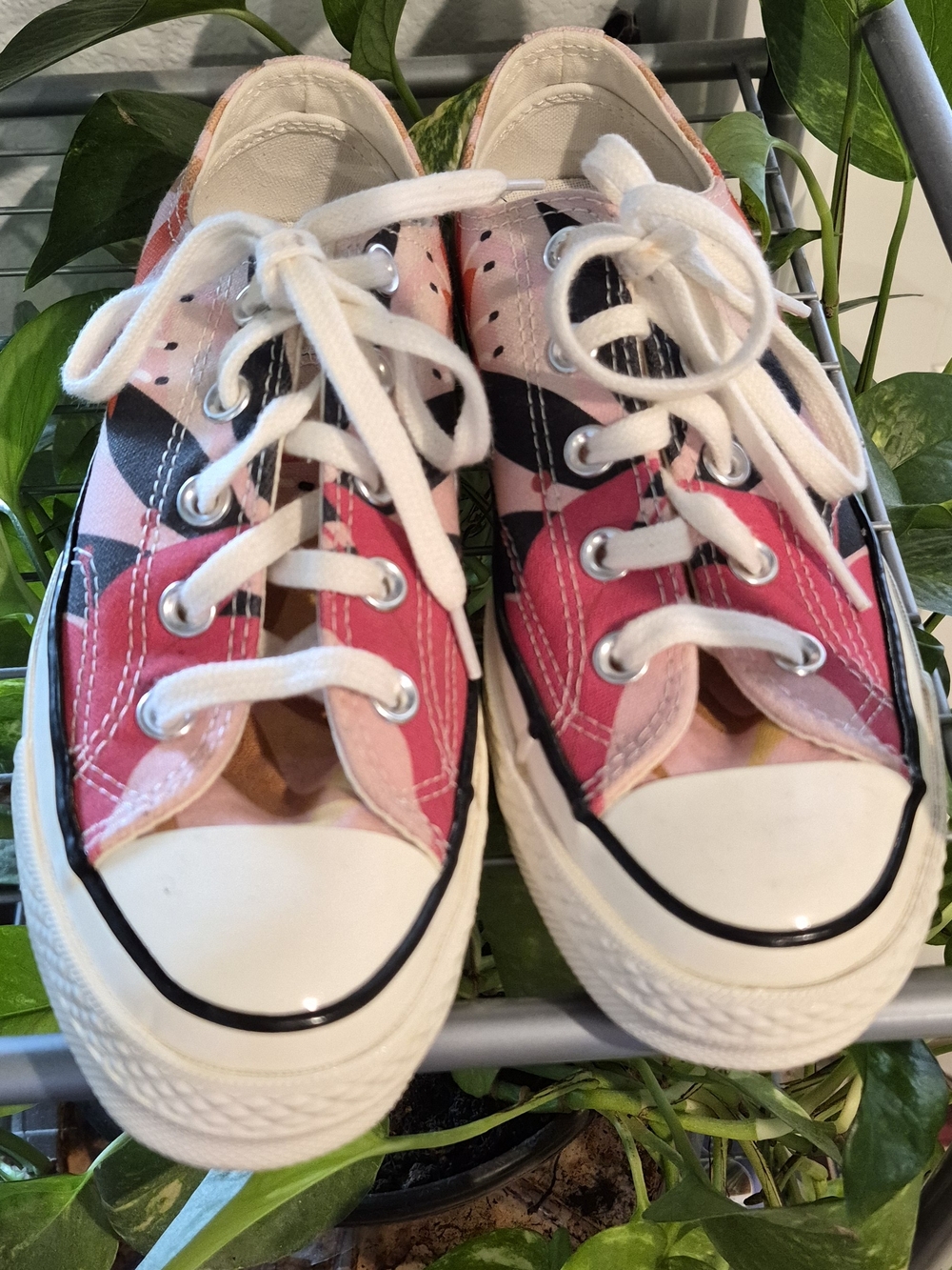 Converse Pink and Black Patchwork Canvas Womens Sneakers